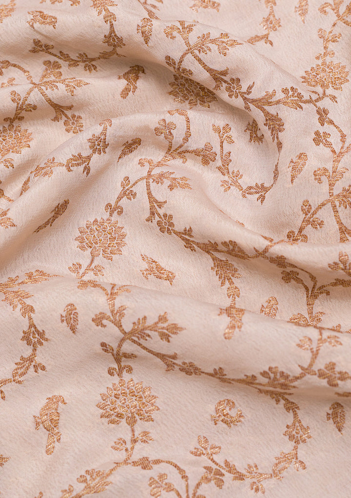 Cream Zariwork Banarasi Pure Silk Saree