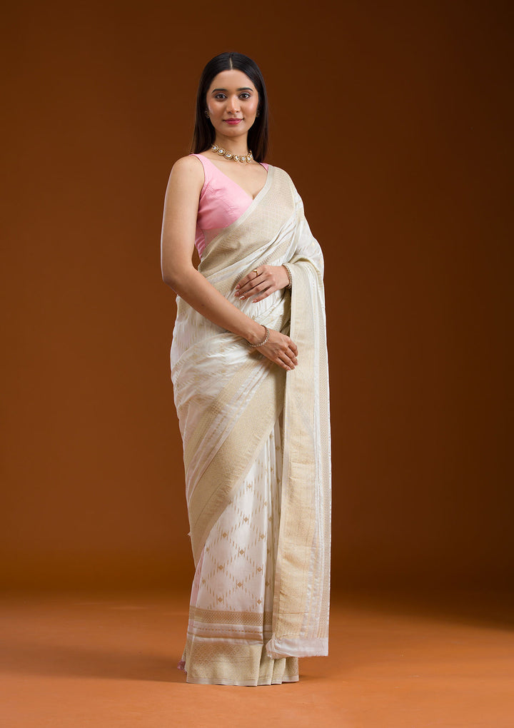 Cream Zariwork Georgette Saree