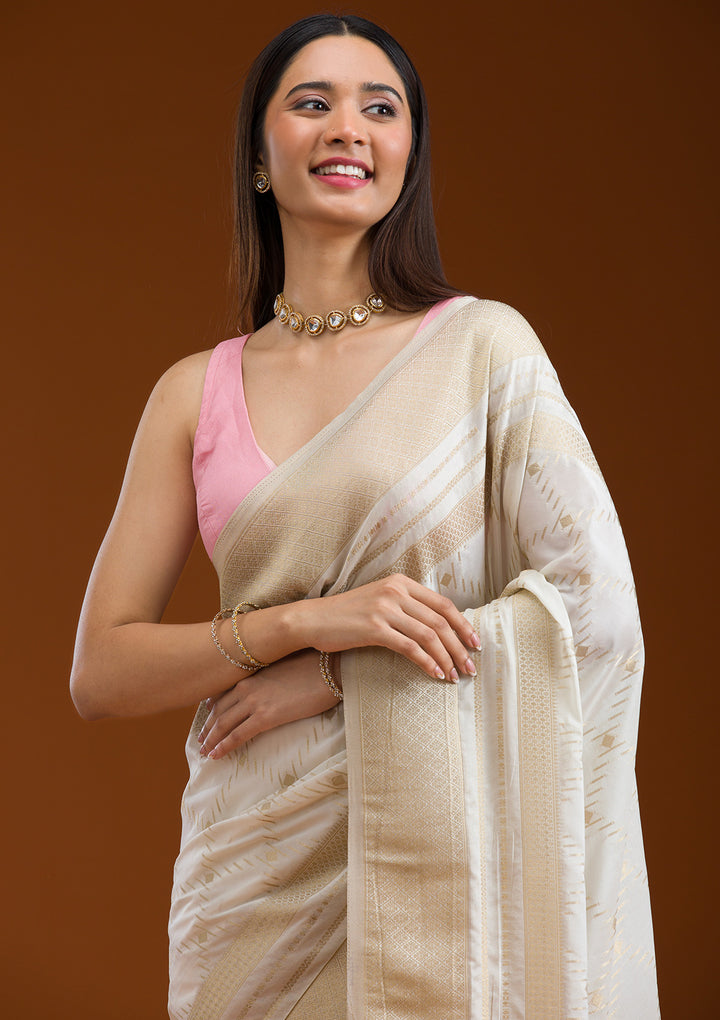Cream Zariwork Georgette Saree
