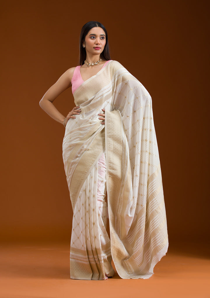 Cream Zariwork Georgette Saree