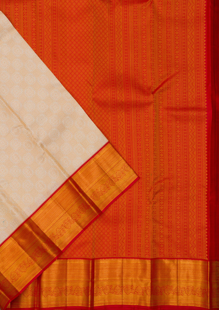 Cream Zariwork Pure Silk Saree