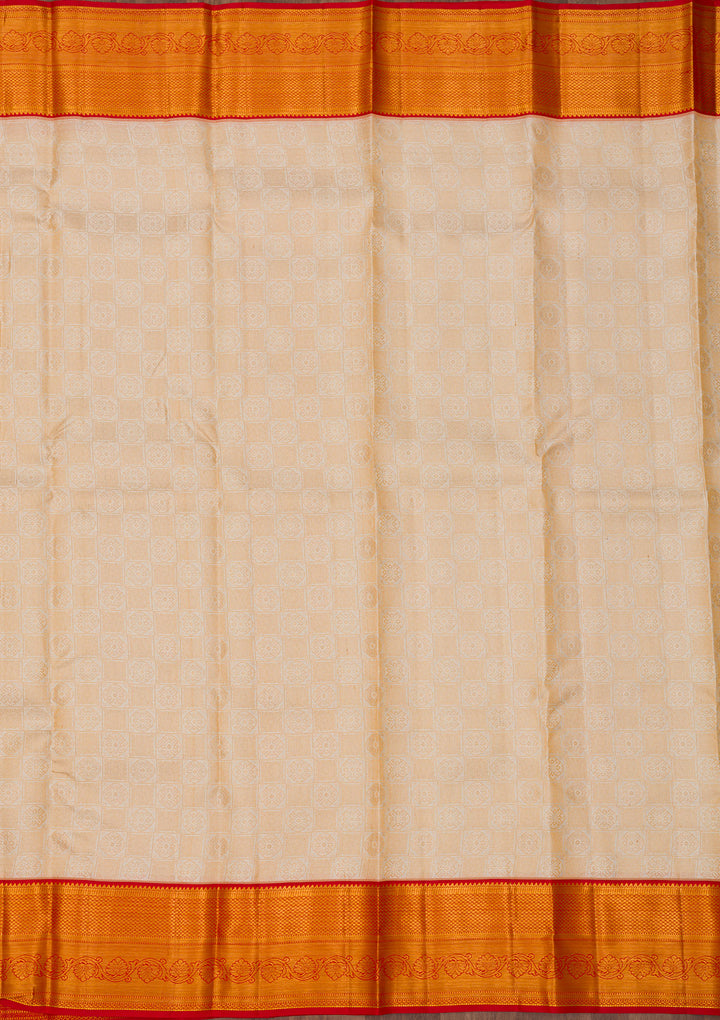 Cream Zariwork Pure Silk Saree
