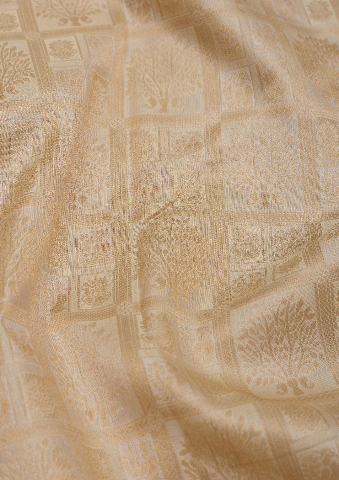 Cream Zariwork Pure Silk Saree