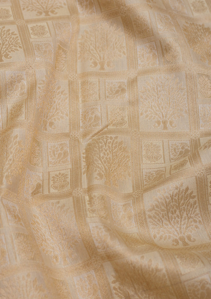 Cream Zariwork Pure Silk Saree