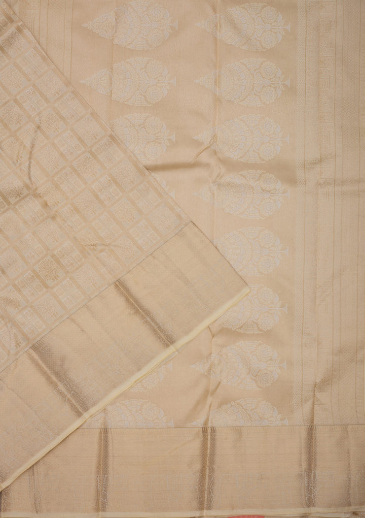 Cream Zariwork Pure Silk Saree