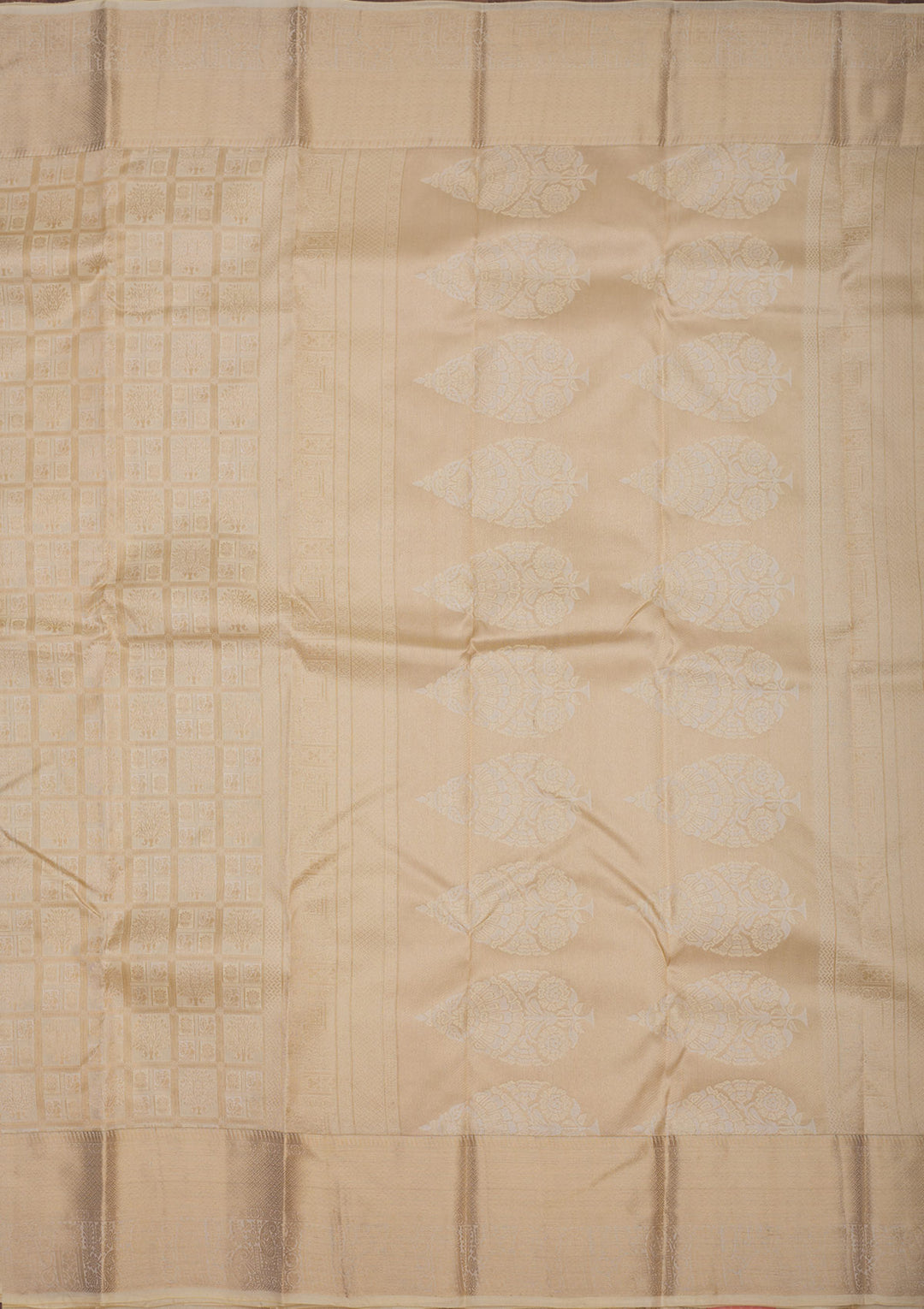 Cream Zariwork Pure Silk Saree