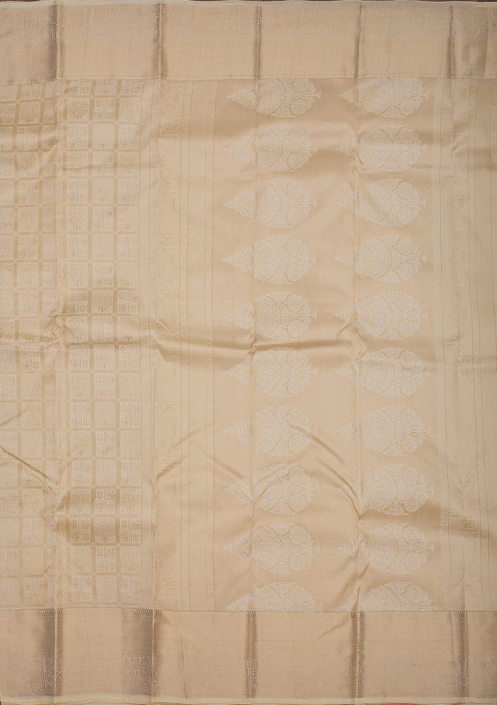 Cream Zariwork Pure Silk Saree