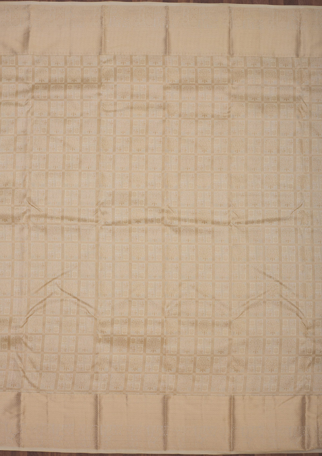Cream Zariwork Pure Silk Saree