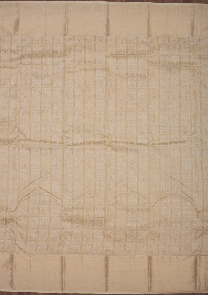 Cream Zariwork Pure Silk Saree