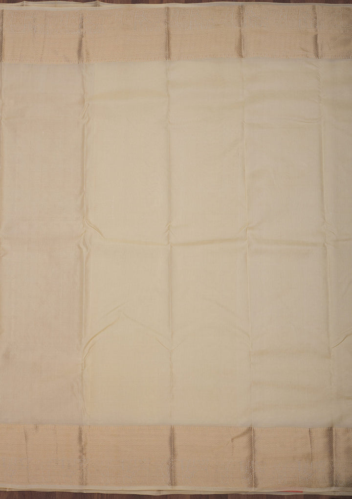 Cream Zariwork Pure Silk Saree