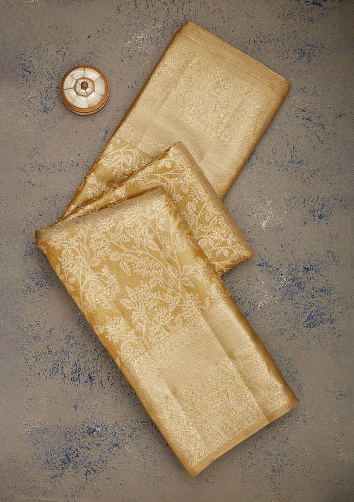 Cream Zariwork Pure Silk Saree