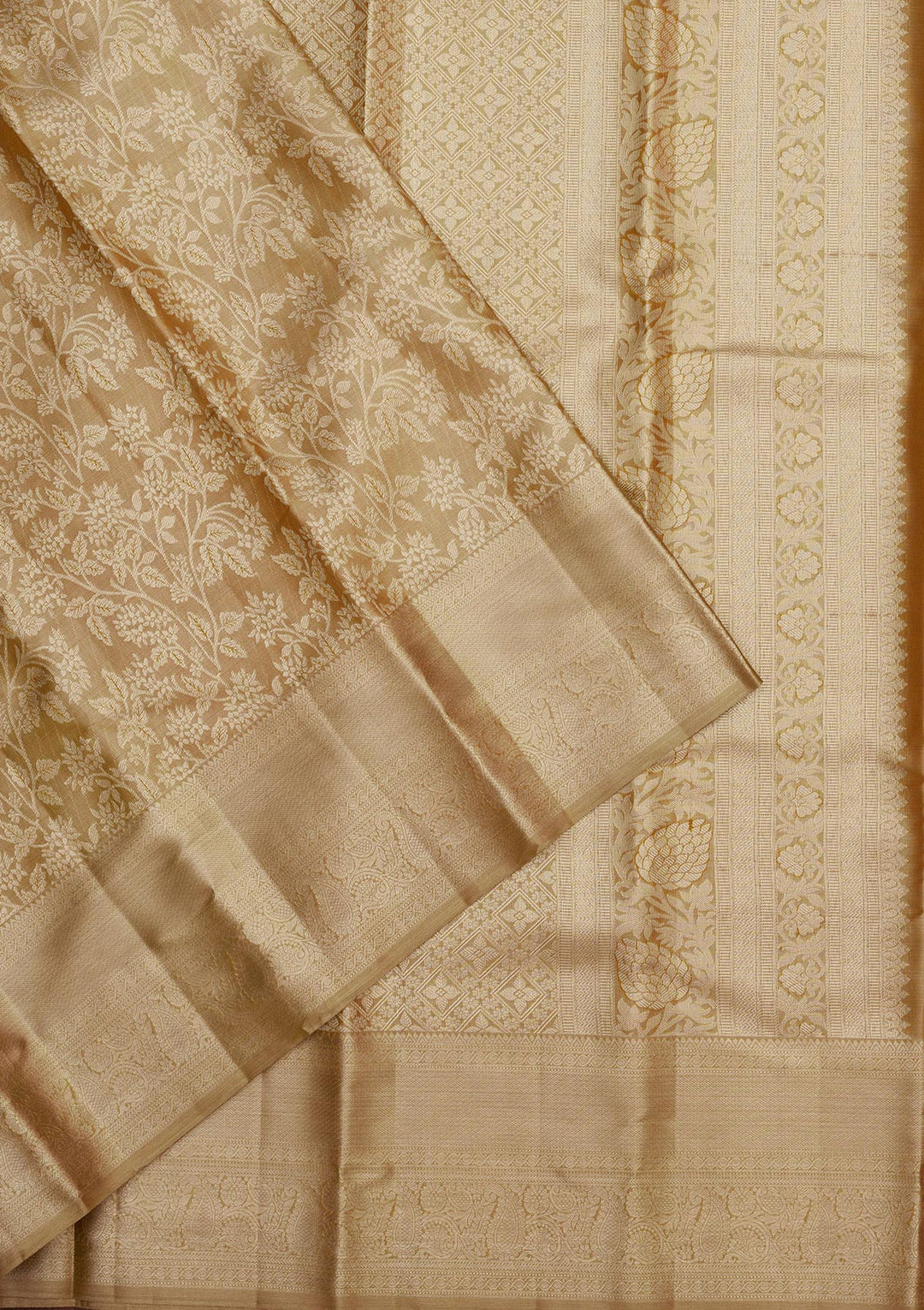 Cream Zariwork Pure Silk Saree