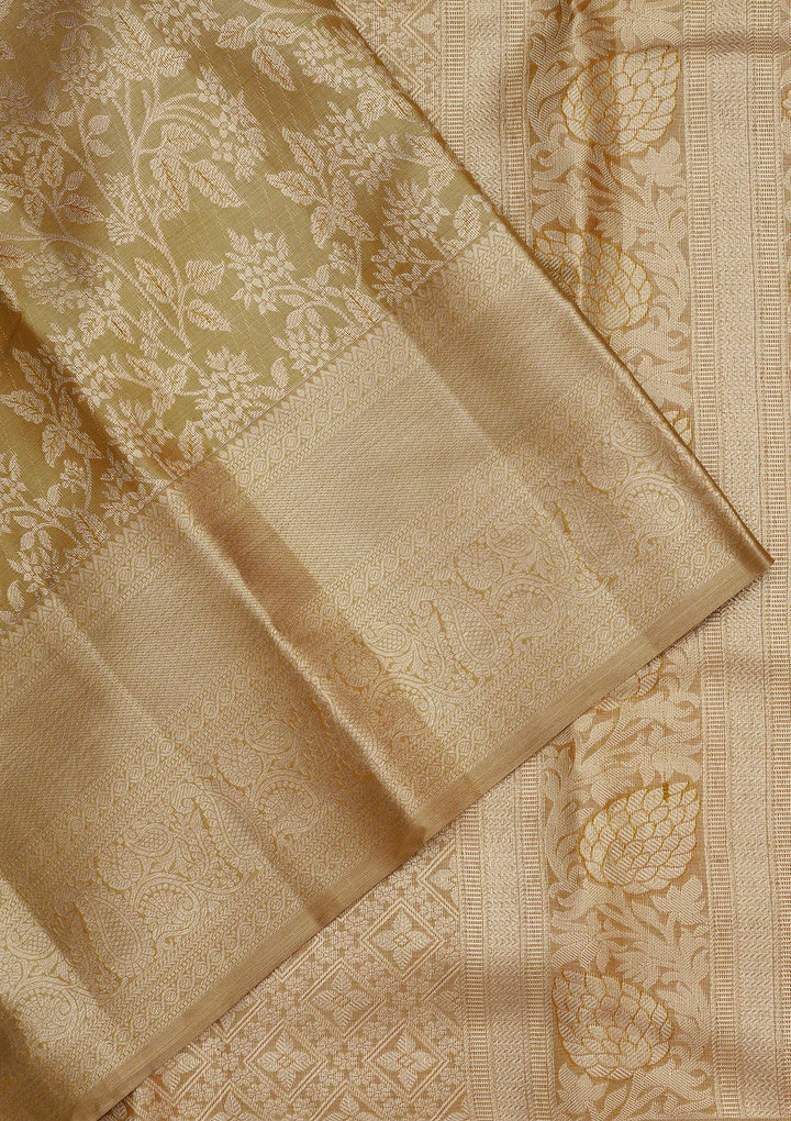 Cream Zariwork Pure Silk Saree