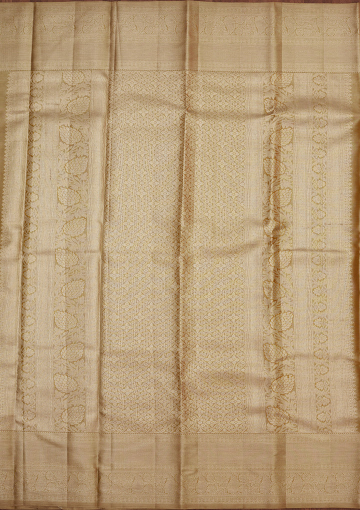 Cream Zariwork Pure Silk Saree