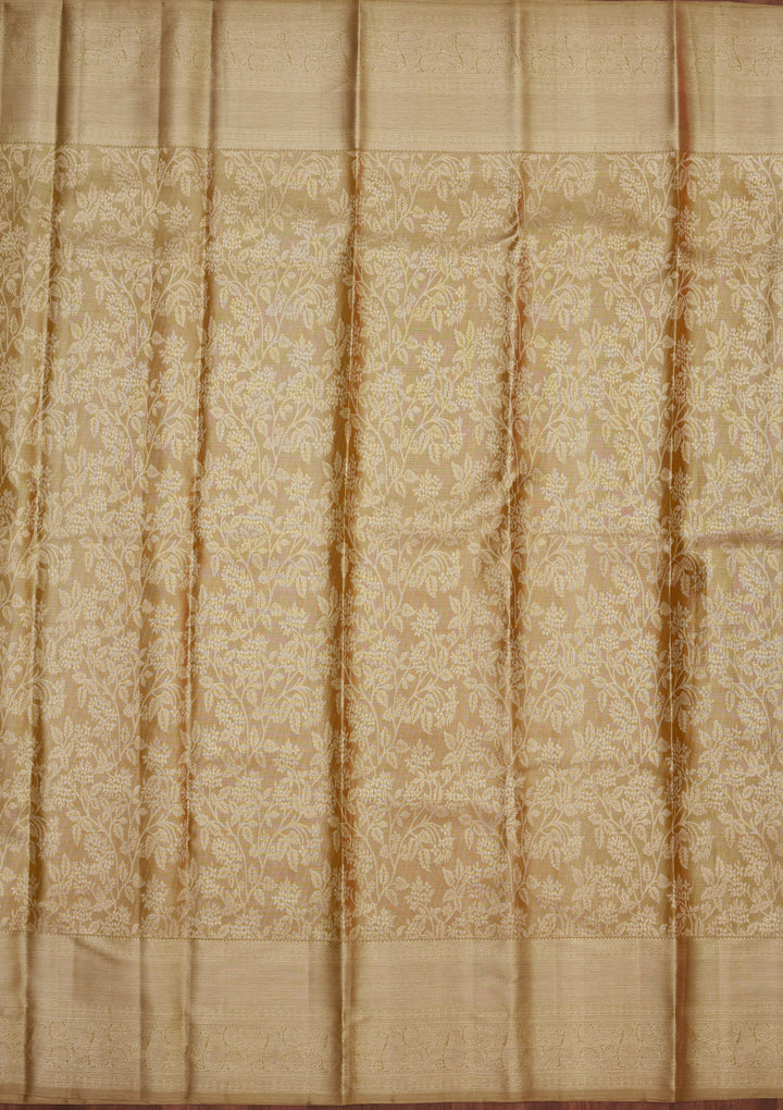 Cream Zariwork Pure Silk Saree