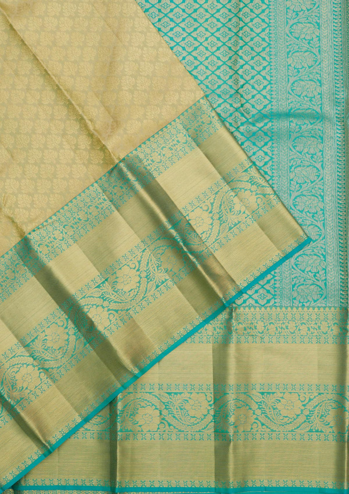 Cream Zariwork Pure Silk Saree