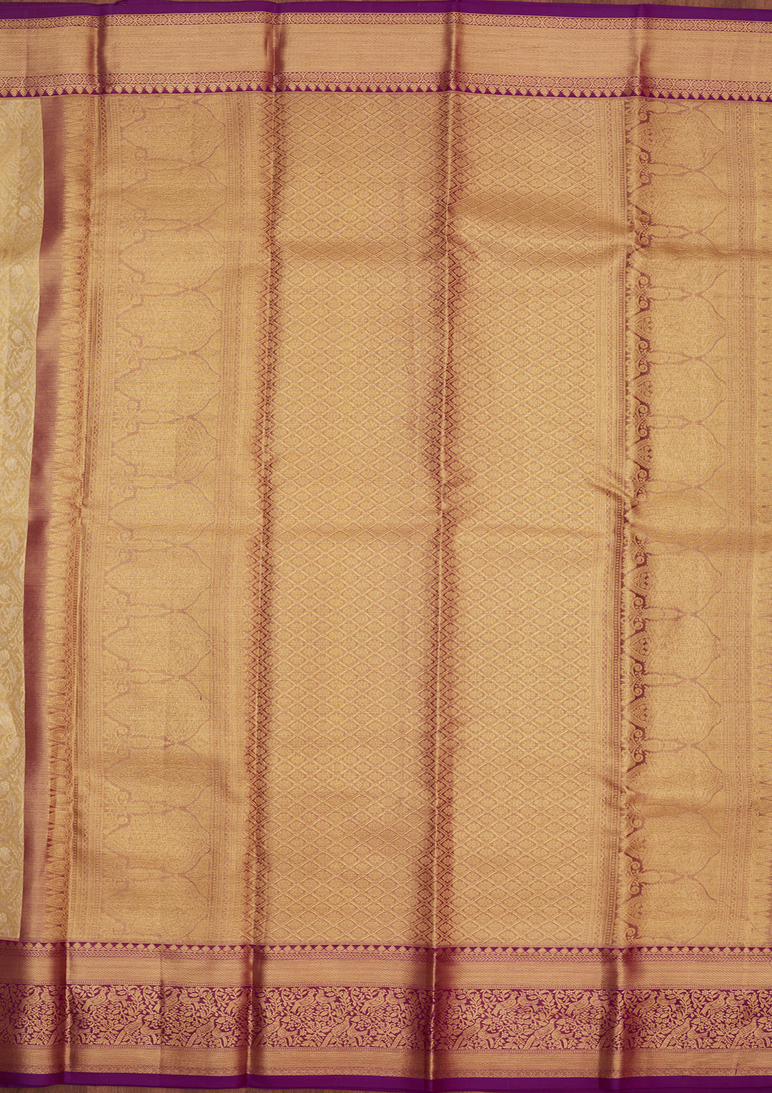 Cream Zariwork Pure Silk Saree