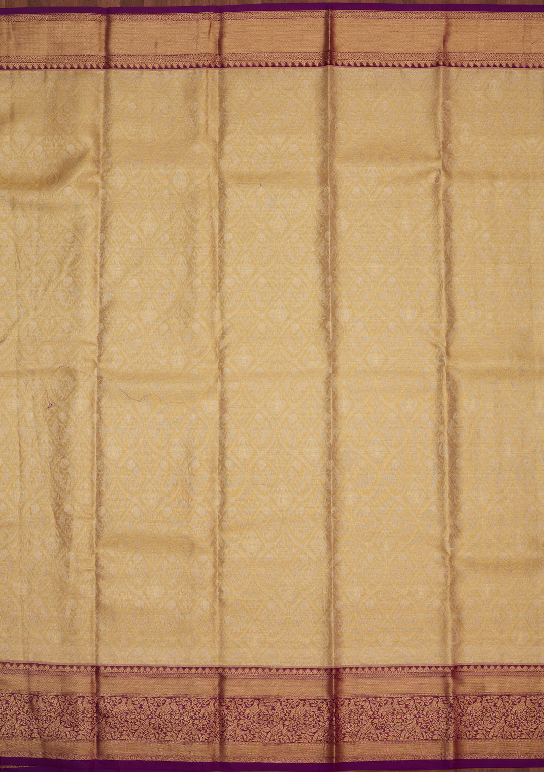 Cream Zariwork Pure Silk Saree
