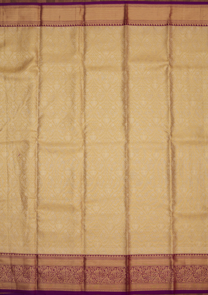 Cream Zariwork Pure Silk Saree