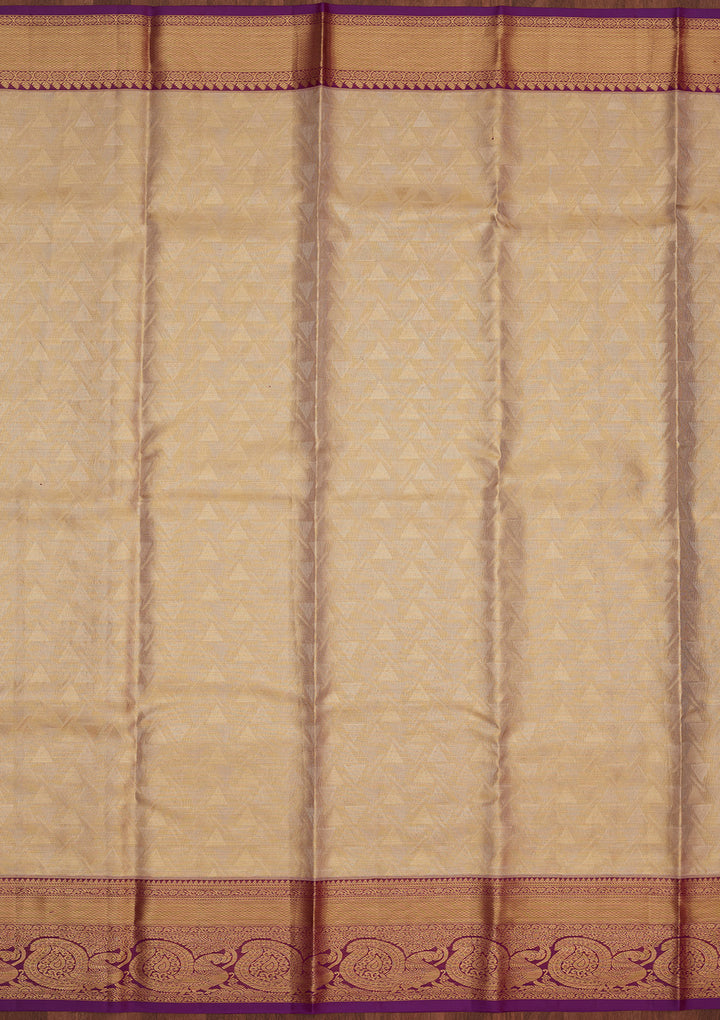 Cream Zariwork Pure Silk Saree