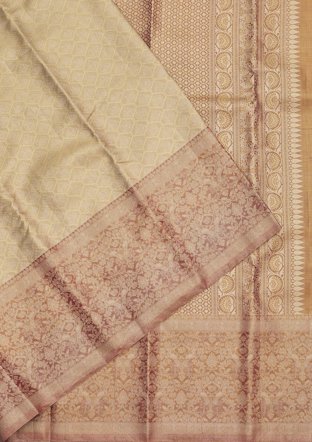 Cream Zariwork Pure Silk Saree