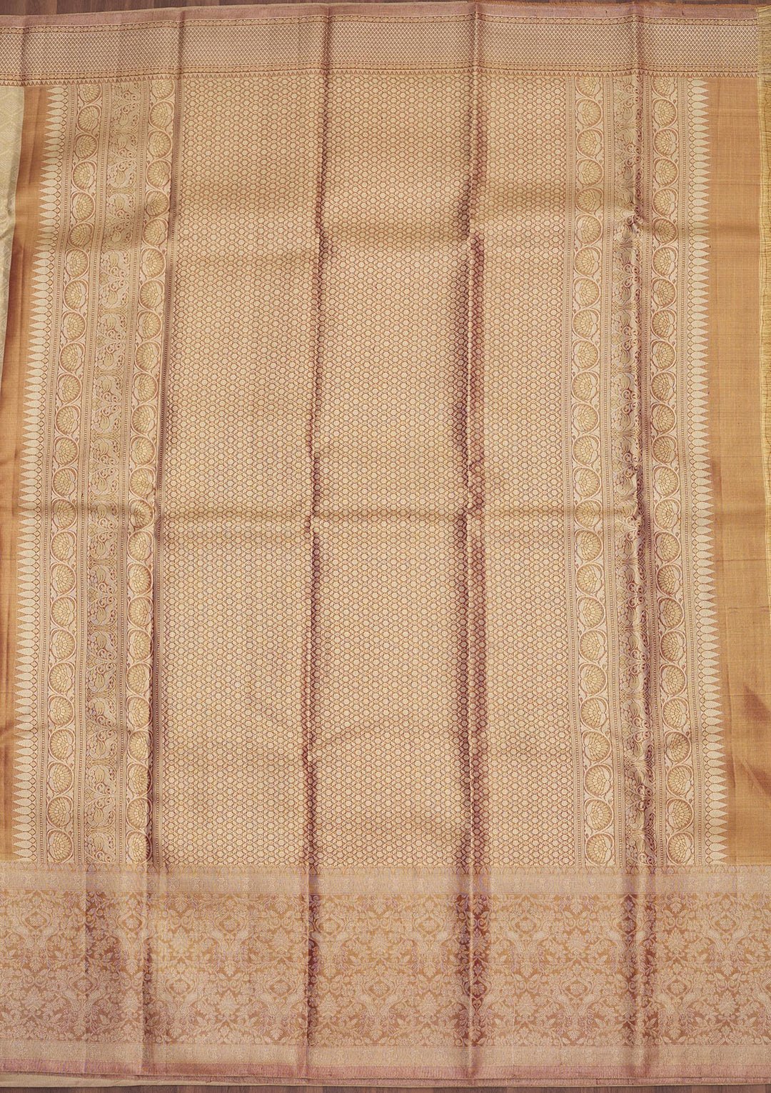 Cream Zariwork Pure Silk Saree