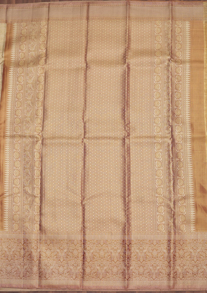 Cream Zariwork Pure Silk Saree