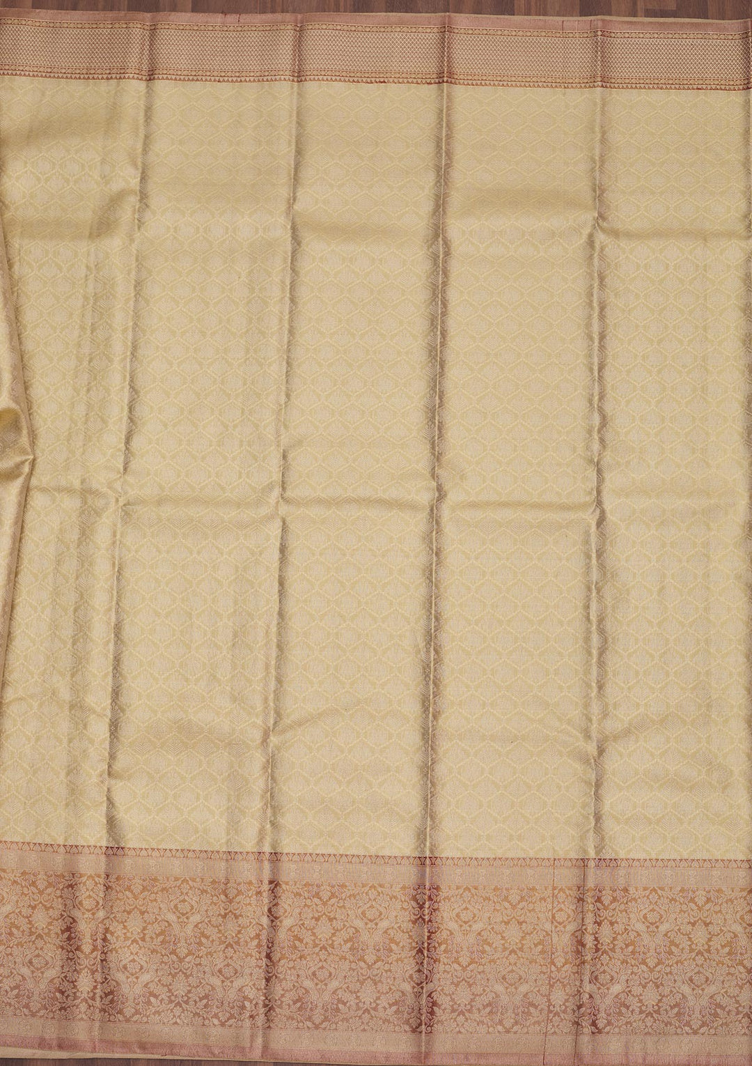 Cream Zariwork Pure Silk Saree
