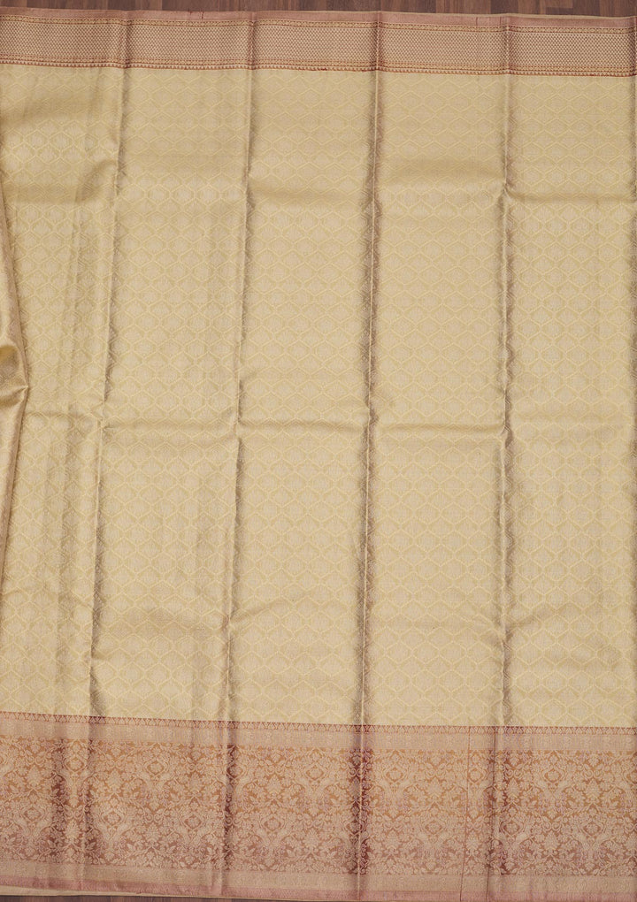 Cream Zariwork Pure Silk Saree