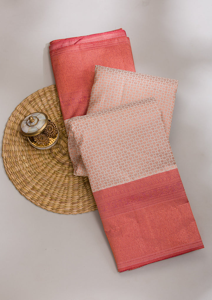 Cream Zariwork Pure Silk Saree-Koskii
