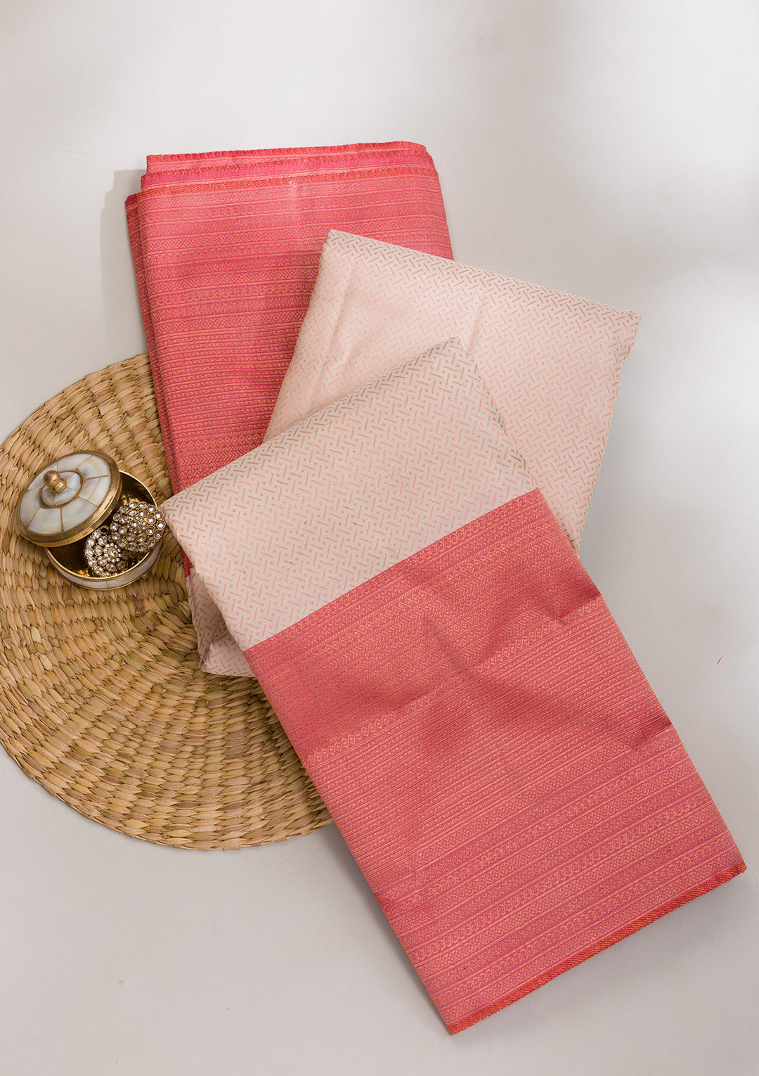 Cream Zariwork Pure Silk Saree-Koskii
