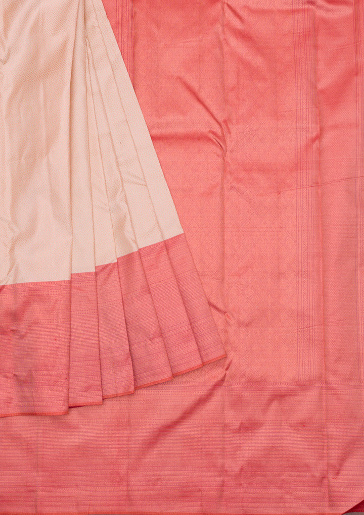Cream Zariwork Pure Silk Saree
