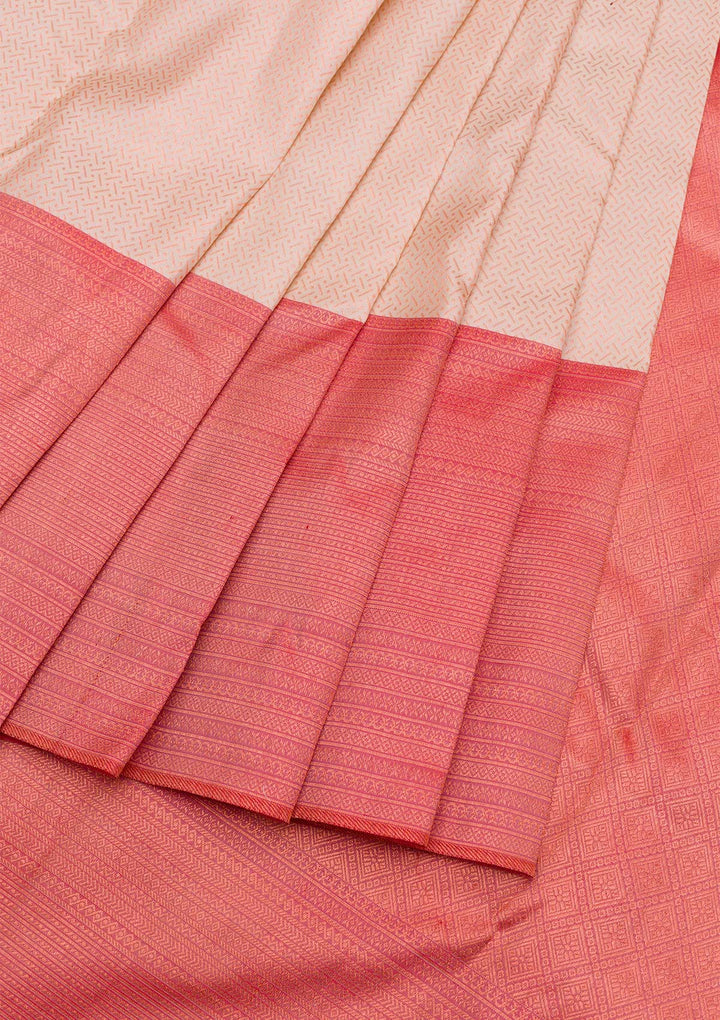 Cream Zariwork Pure Silk Saree