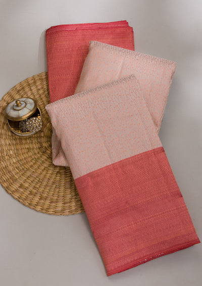Cream Zariwork Pure Silk Saree-Koskii
