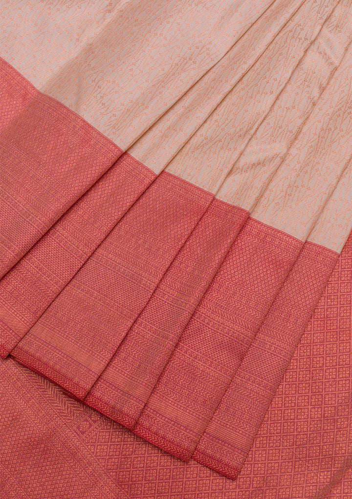 Cream Zariwork Pure Silk Saree