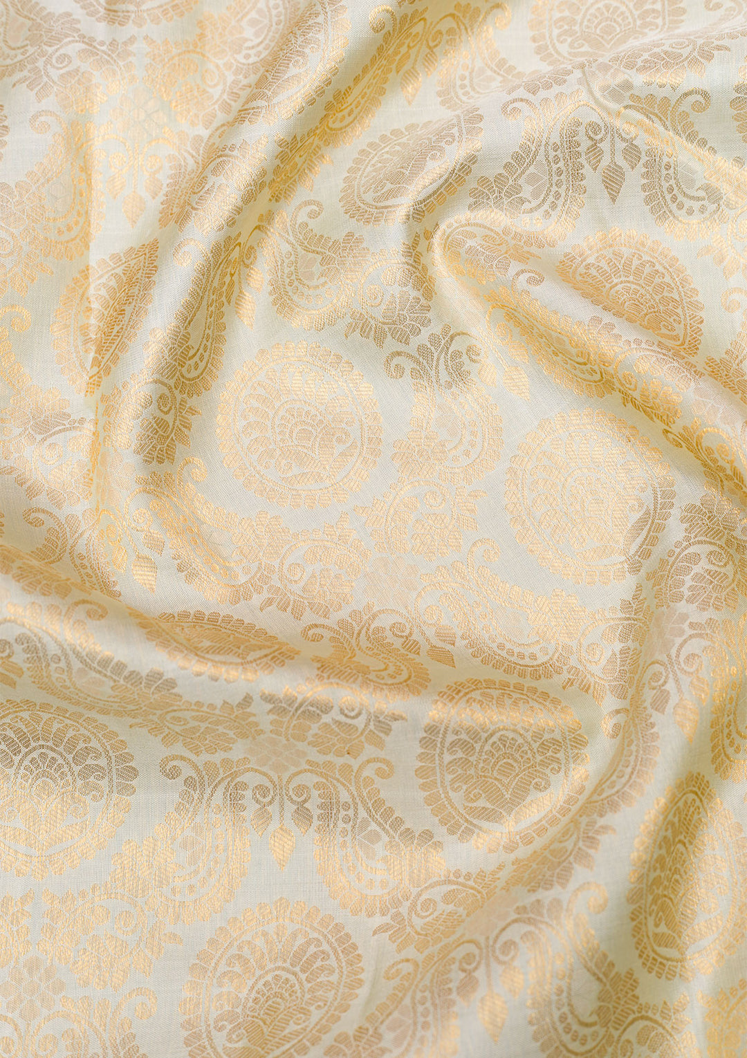Cream Gold Zariwork Pure Silk Saree