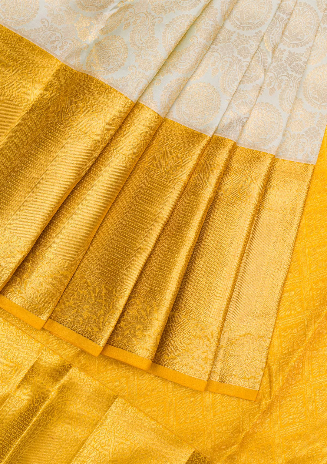 Cream Gold Zariwork Pure Silk Saree