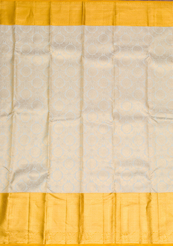 Cream Gold Zariwork Pure Silk Saree