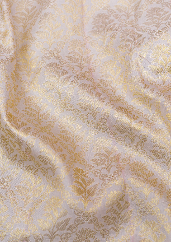Cream Gold Zariwork Pure Silk Saree
