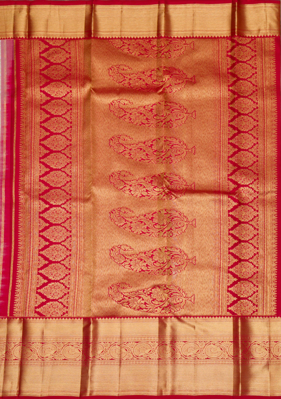Cream Gold Zariwork Pure Silk Saree