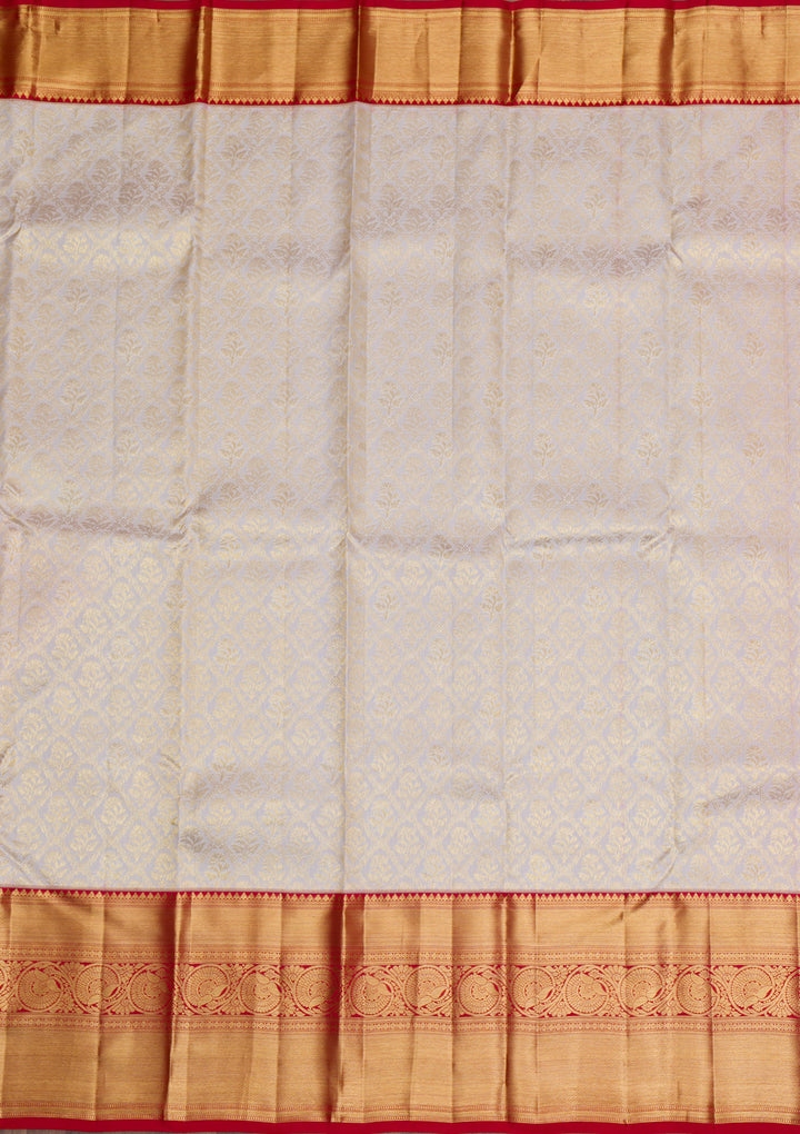 Cream Gold Zariwork Pure Silk Saree