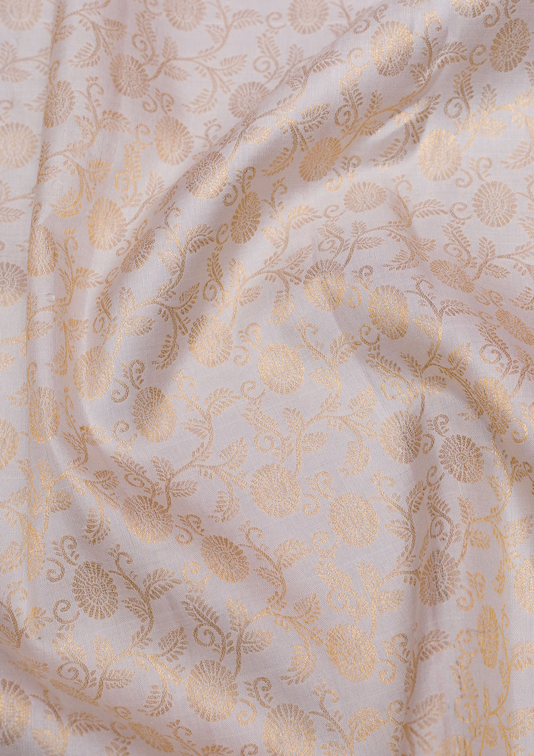 Cream Gold Zariwork Pure Silk Saree