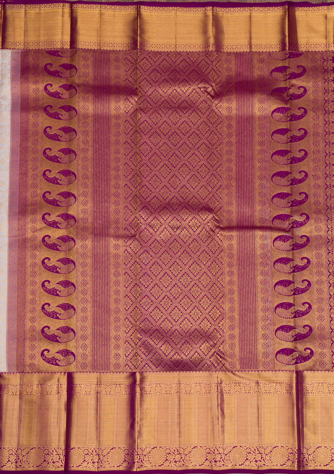 Cream Gold Zariwork Pure Silk Saree