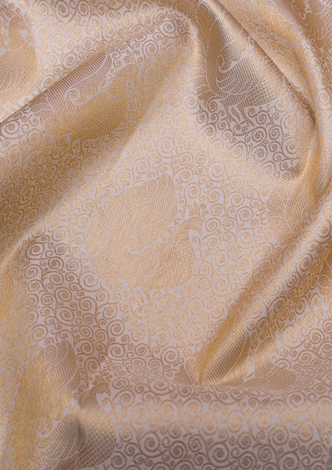 Cream Gold Zariwork Pure Silk Saree