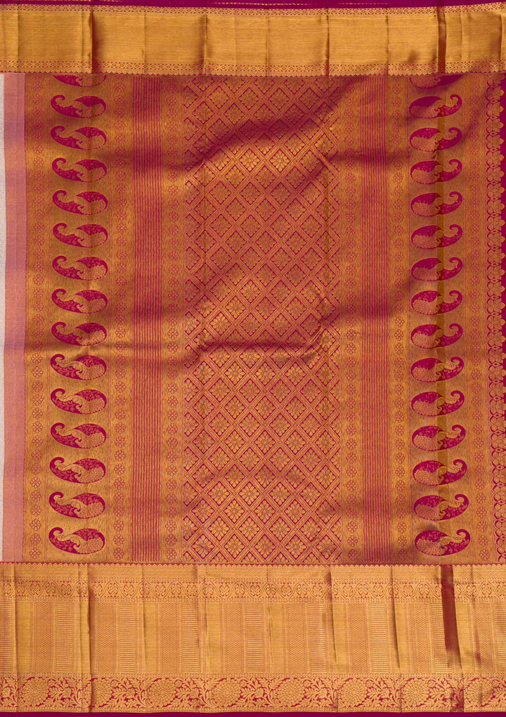 Cream Gold Zariwork Pure Silk Saree
