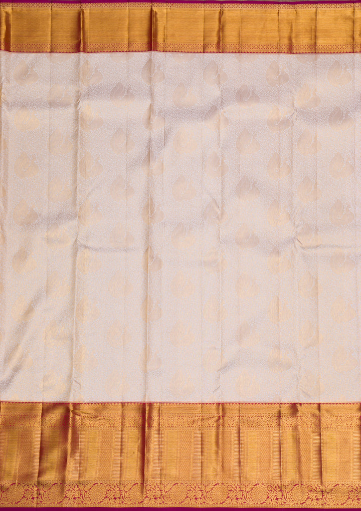 Cream Gold Zariwork Pure Silk Saree