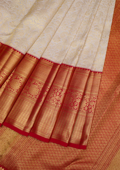 Cream Gold Zariwork Pure Silk Saree