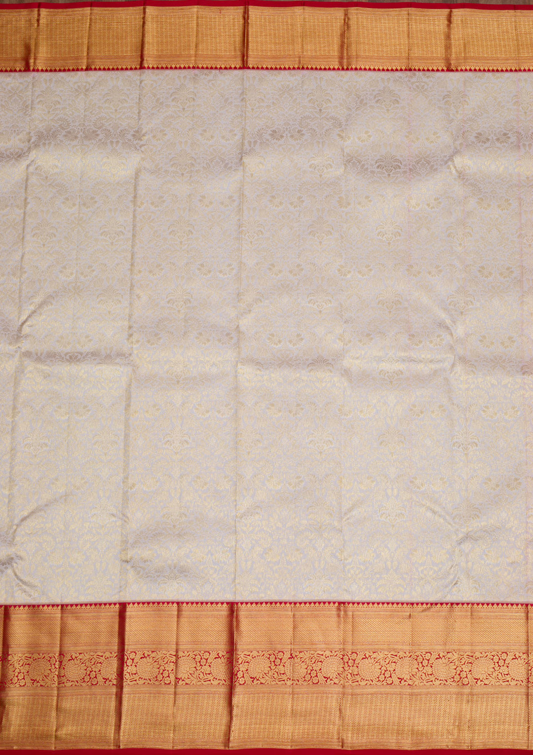 Cream Gold Zariwork Pure Silk Saree