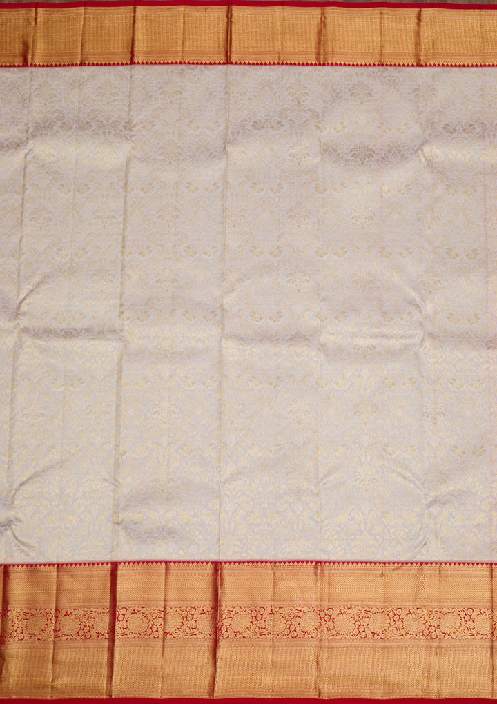 Cream Gold Zariwork Pure Silk Saree