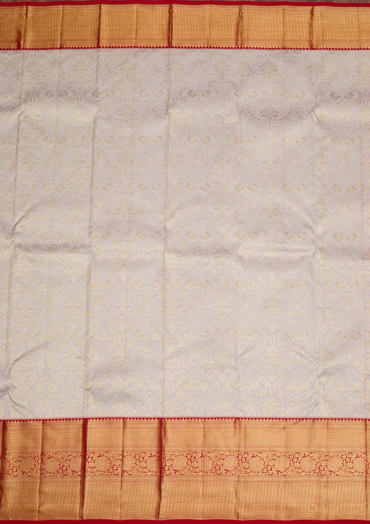 Cream Gold Zariwork Pure Silk Saree